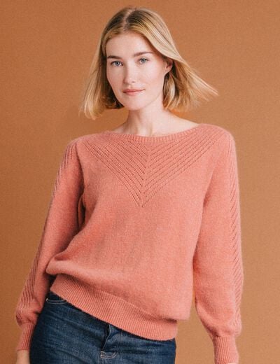 Pull manches longues fabriqu&eacute; en France rose pastel femme