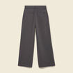 Pantalon large taille haute fluide gris femme