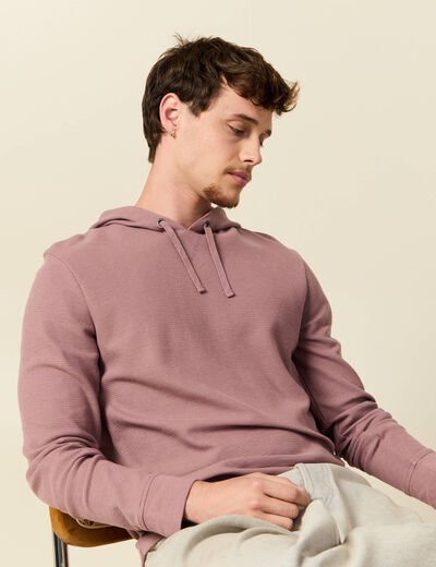 T-shirt &agrave; capuche vieux rose homme
