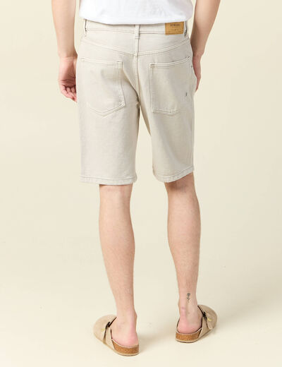 Bermuda droit en jean denim snow gris homme