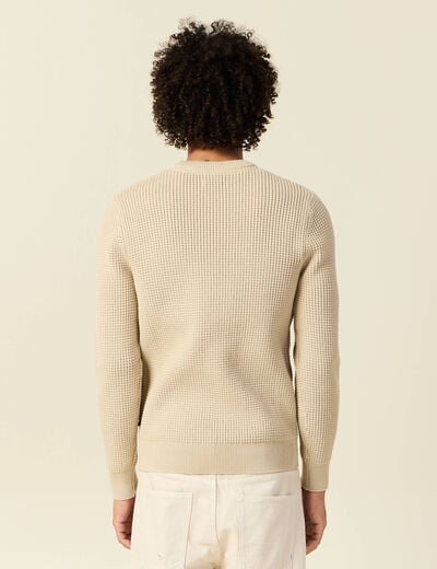 Pull manches longues col rond sable homme
