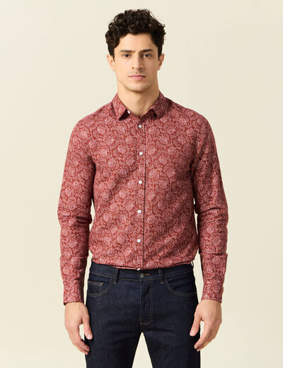 Chemise manches longues marron homme