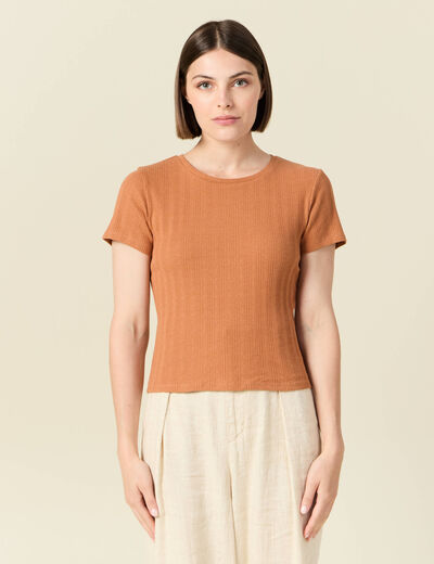 T-shirt manches courtes terracotta femme