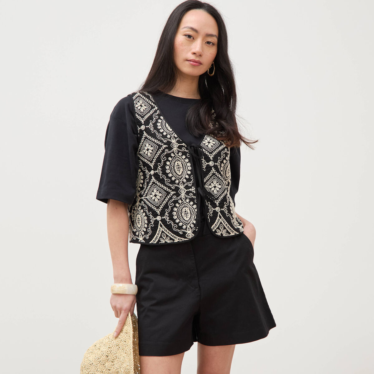 Short taille standard noir femme
