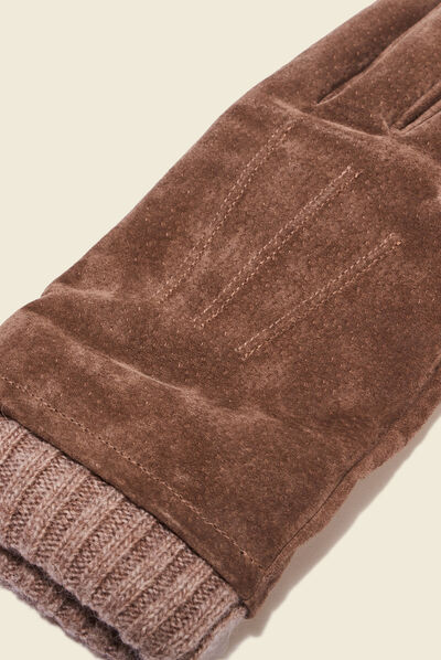Gants en cuir beige homme