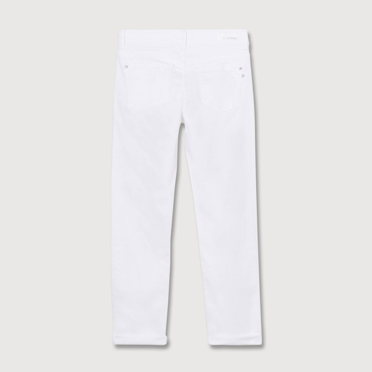 Jeans girlfriend taille haute denim blanc femme