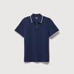 Polo cintr&eacute; en coton manches courtes bleu marine homme