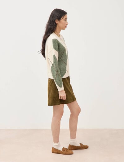 Pull col rond manches longues vert pastel femme