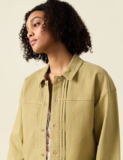 Blouson boutonné vert olive femme