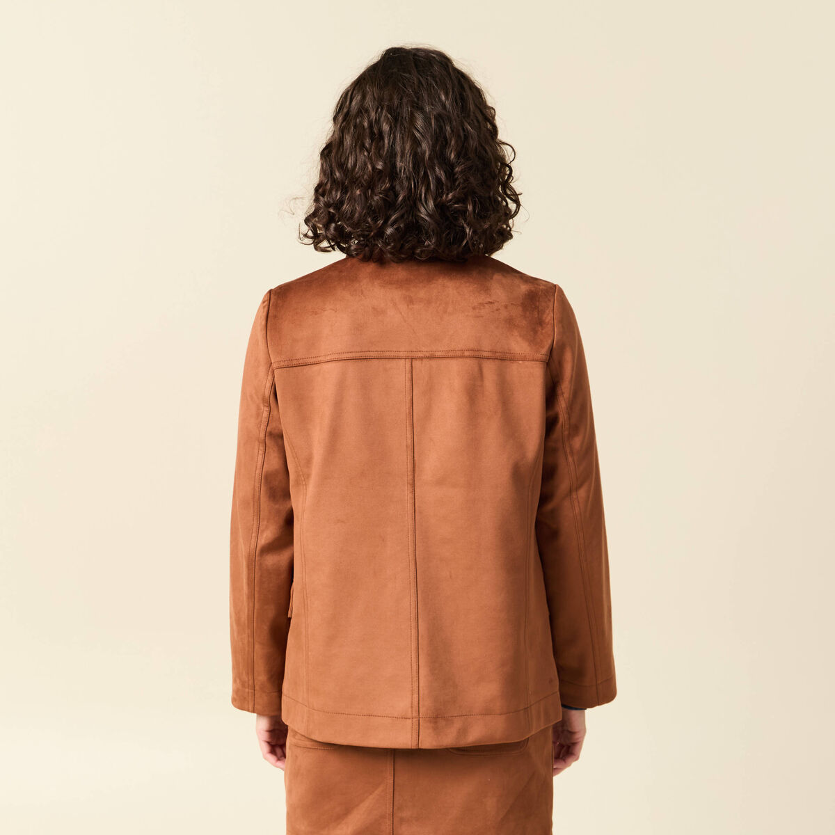 Veste manches longues doubl&eacute;e camel femme