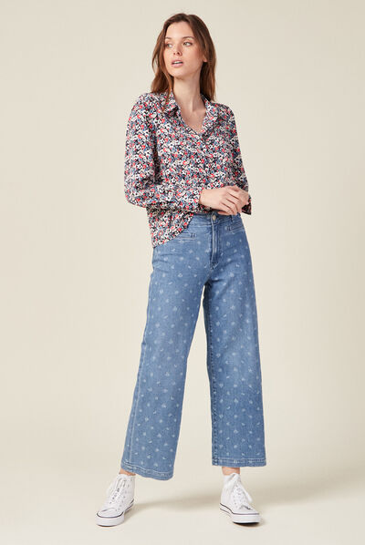 Chemise éco-responsable bleu marine femme