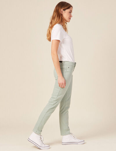 Pantalon slim 7/8ème vert pastel femme