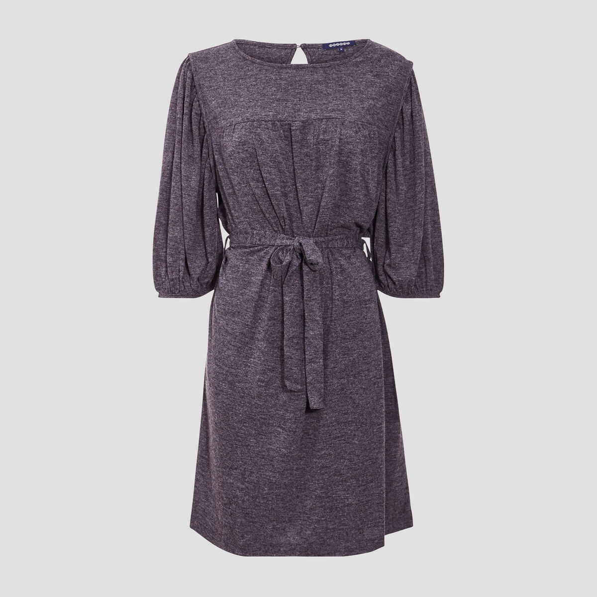 Robe droite ceintur&eacute;e gris fonc&eacute; femme