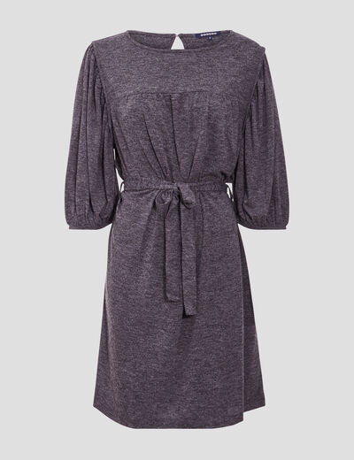 Robe droite ceinturée gris foncé femme