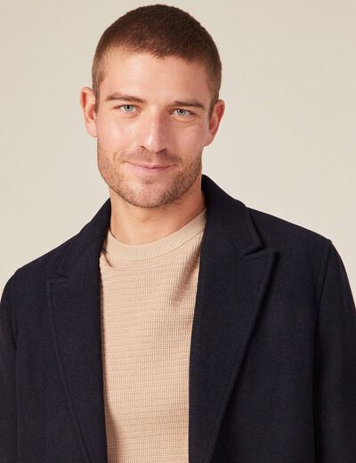 Manteau avec capuche amovible bleu foncé homme