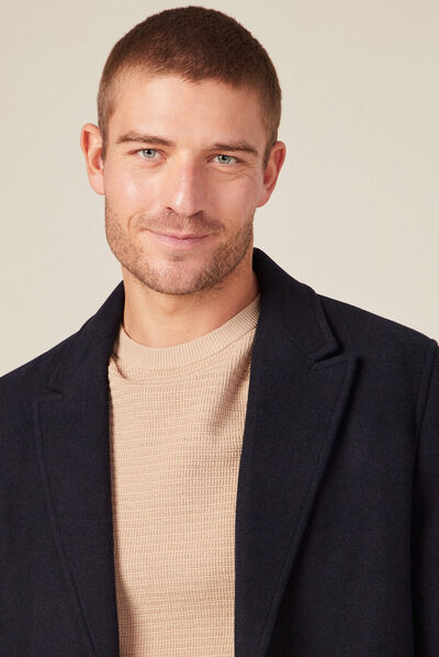 Manteau avec capuche amovible bleu foncé homme