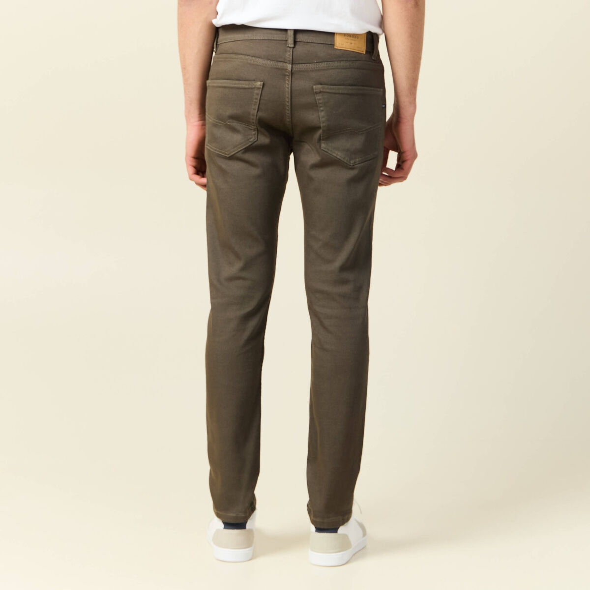 Jeans slim 5 poches vert kaki homme