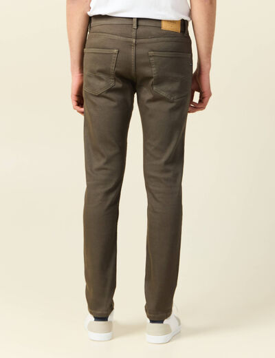 Jeans slim 5 poches vert kaki homme