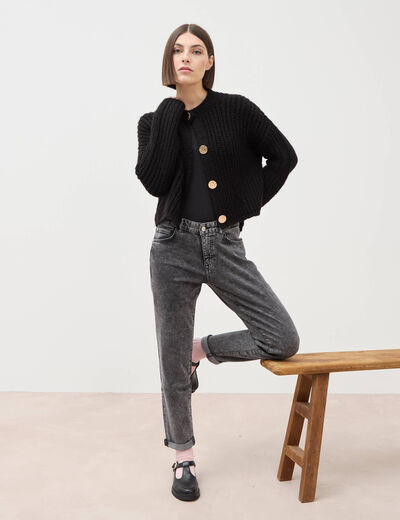 Jeans girlfriend 5 poches denim snow gris femme