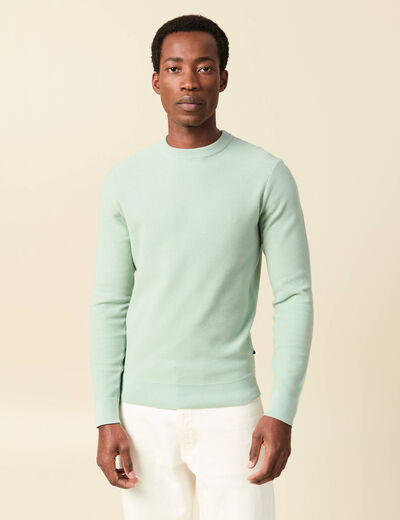 Pull fin col rond manches longues bleu gris homme