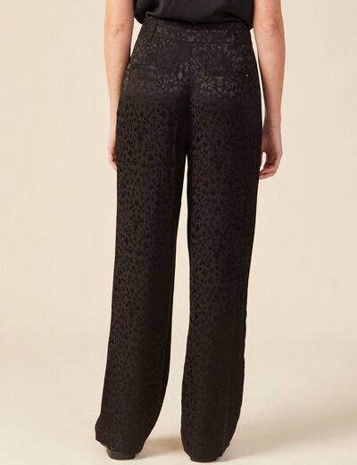Pantalon large satin noir femme