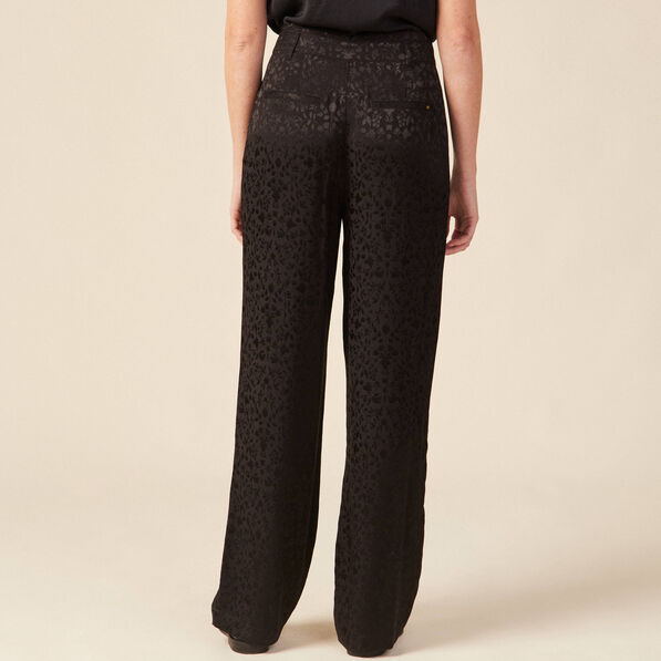 Pantalon large satin noir femme