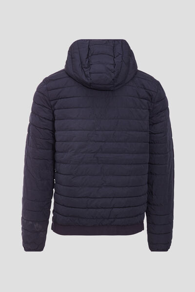 Doudoune droite à capuche bleu marine homme