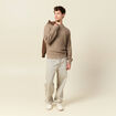 Pull col rond en coton taupe homme
