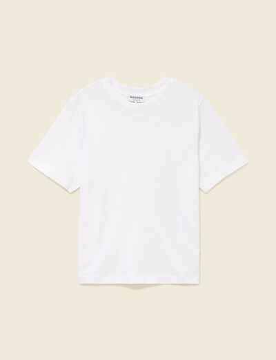 T-shirt oversize mi-long col rond blanc femme