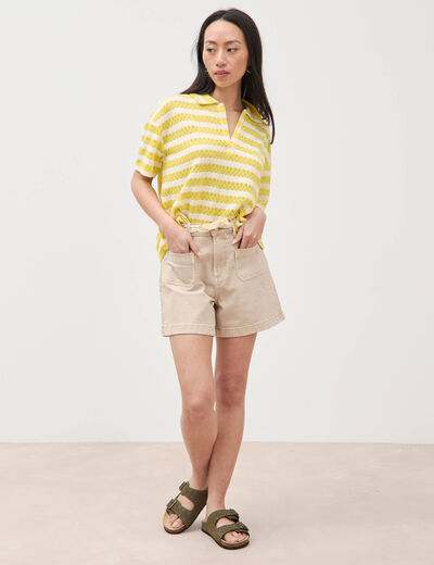 T-shirt manches courtes jaune femme