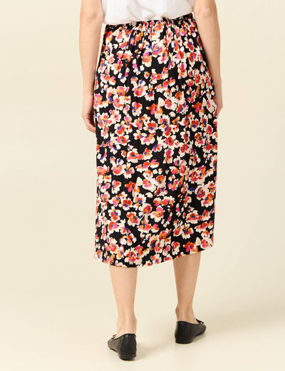 Jupe midi évasée fluide noir femme