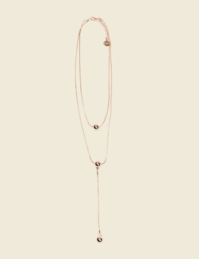 Collier 2 rangs couleur or femme