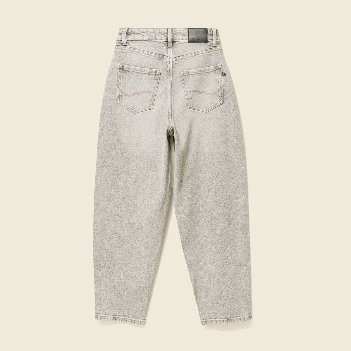 Jeans barrel slouchy taille haute 7/8ème denim gris clair femme