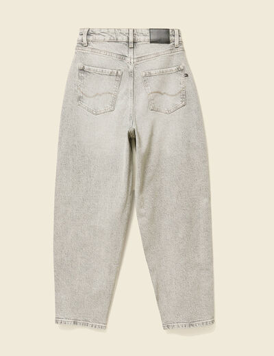 Jeans barrel slouchy taille haute 7/8ème denim gris clair femme
