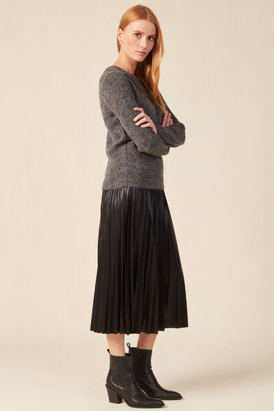 Pull manches longues gris femme