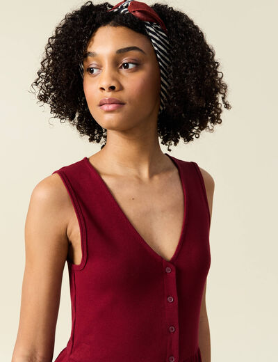 Robe longue droite boutons rouge femme