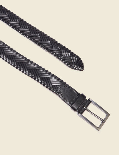 Ceinture tressée noir homme