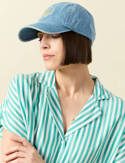 Chemise manches 3/4 vert turquoise femme