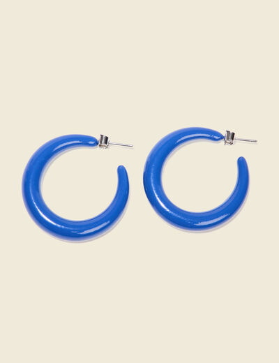 Boucles d'oreilles créoles bleu electrique femme
