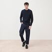 Pull col rond manches longues bleu marine homme