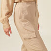 Pantalon cargo fluide beige femme