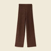 Pantalon large taille haute en maille marron fonc&eacute; femme