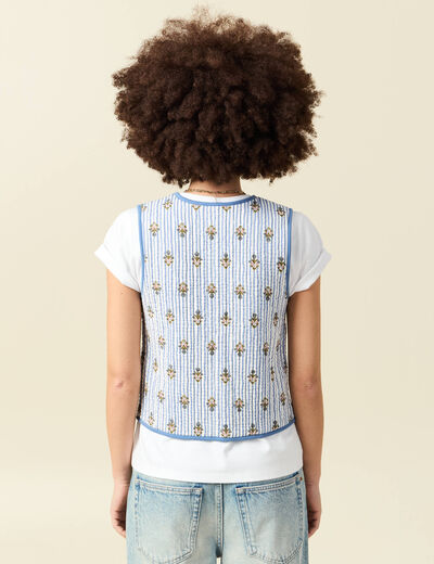 Gilet r&eacute;versible droit sans manches bleu ciel femme