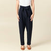 Pantalon carotte taille haute bleu marine femme