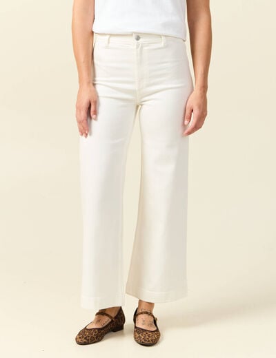 Jeans large taille haute denim blanc femme