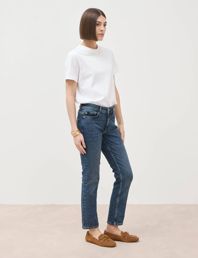 Jeans slim taille standard 7/8&egrave;me bleu femme