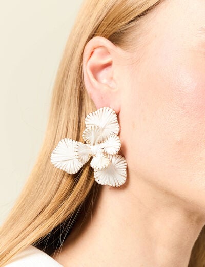 Boucles d'oreilles clous ecru femme