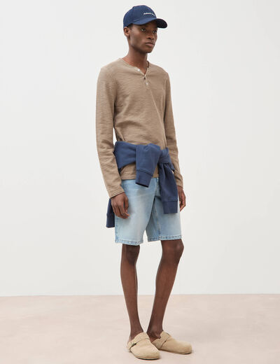 Pull manches longues taupe homme