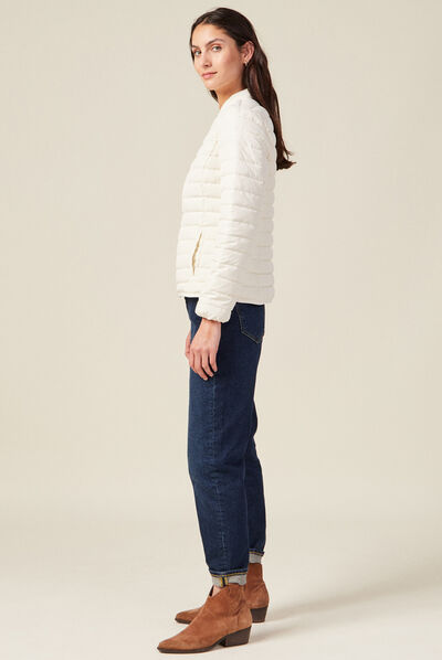 Doudoune droite zippée ecru femme