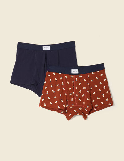 Lot 2 boxers marron cognac homme